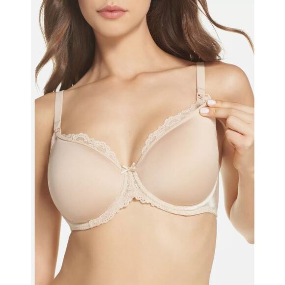 WACOAL Underwire T-Shirt Nursing Bra Full Coverage Everyday Sand 859221 Sz 32DDD - Picture 1 of 7